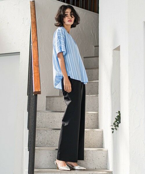 la.f...(大きいサイズ) / ラ・エフ(おおきいサイズ) シャツ・ブラウス | 【大きいサイズ】半袖ストライプブラウス≪洗濯機で洗える≫ | 詳細16