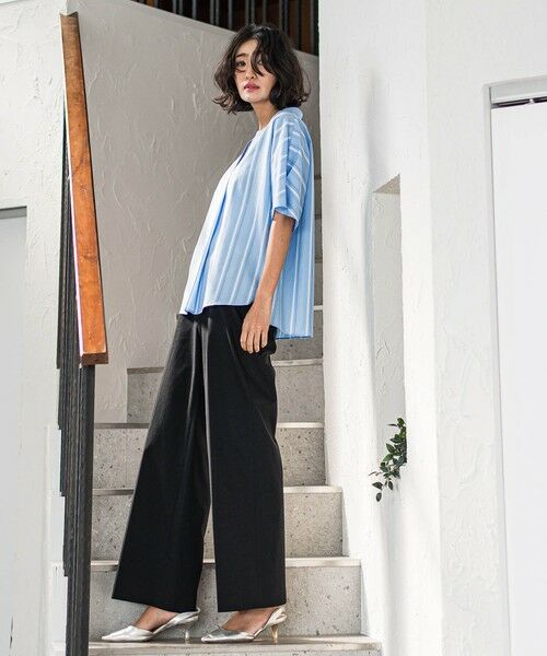 la.f...(大きいサイズ) / ラ・エフ(おおきいサイズ) シャツ・ブラウス | 【大きいサイズ】半袖ストライプブラウス≪洗濯機で洗える≫ | 詳細17