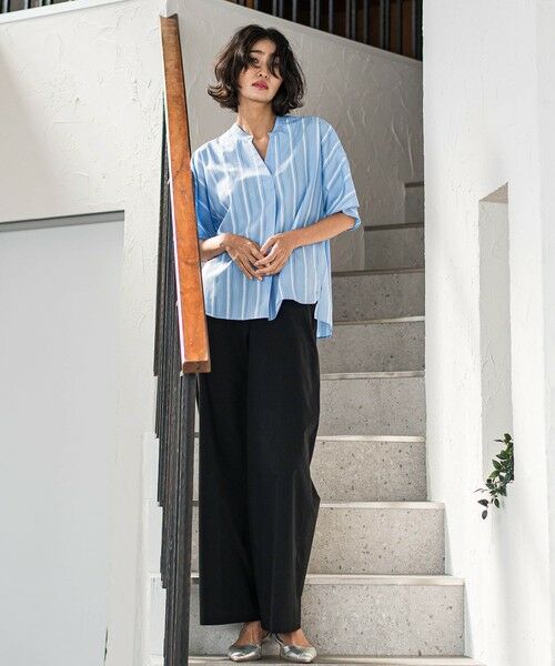 la.f...(大きいサイズ) / ラ・エフ(おおきいサイズ) シャツ・ブラウス | 【大きいサイズ】半袖ストライプブラウス≪洗濯機で洗える≫ | 詳細18