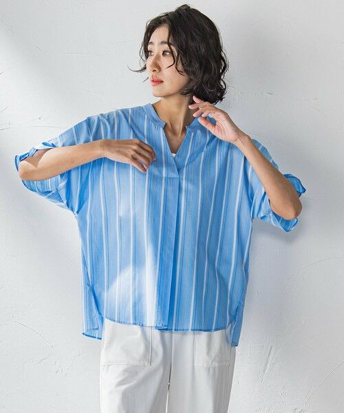 la.f...(大きいサイズ) / ラ・エフ(おおきいサイズ) シャツ・ブラウス | 【大きいサイズ】半袖ストライプブラウス≪洗濯機で洗える≫ | 詳細19