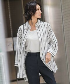 la.f...(大きいサイズ) / ラ・エフ(おおきいサイズ) シャツ・ブラウス | 【大きいサイズ】オーバーサイズストライプシャツ≪洗濯機で洗える≫