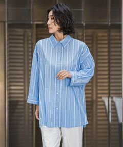 la.f...(大きいサイズ) / ラ・エフ(おおきいサイズ) シャツ・ブラウス | 【大きいサイズ】オーバーサイズストライプシャツ≪洗濯機で洗える≫