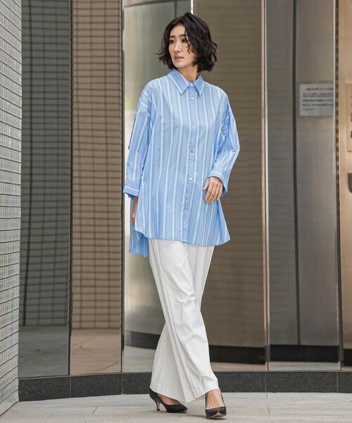 la.f...(大きいサイズ) / ラ・エフ(おおきいサイズ) シャツ・ブラウス | 【大きいサイズ】オーバーサイズストライプシャツ≪洗濯機で洗える≫ | 詳細10