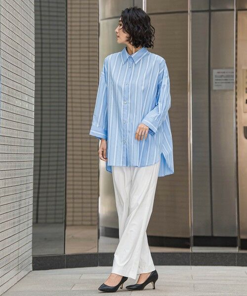 la.f...(大きいサイズ) / ラ・エフ(おおきいサイズ) シャツ・ブラウス | 【大きいサイズ】オーバーサイズストライプシャツ≪洗濯機で洗える≫ | 詳細13