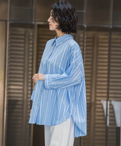 la.f...(大きいサイズ) / ラ・エフ(おおきいサイズ) シャツ・ブラウス | 【大きいサイズ】オーバーサイズストライプシャツ≪洗濯機で洗える≫ | 詳細9