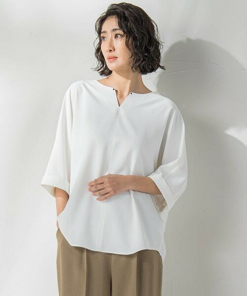 la.f.(大きいサイズ)/ラ・エフ(おおきいサイズ) 【大きいサイズ】キレリブラウス≪洗濯機で洗える≫ ホワイト 13号 la.f.(大きいサイズ)/ラ・エフ(おおきいサイズ) 【大きいサイズ】キレリブラウス≪洗濯機で洗える≫ ホワイト 13号