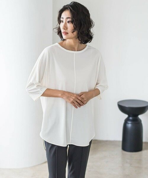 la.f...(大きいサイズ) / ラ・エフ(おおきいサイズ) カットソー | 【大きいサイズ】【biyori】“ブラウスのような”万能Tシャツ≪洗濯機で洗える≫ | 詳細1