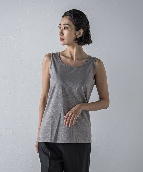 la.f.(大きいサイズ)/ラ・エフ(おおきいサイズ) 【大きいサイズ】ソフトラメタンクトップ≪洗濯機で洗える≫ チャコールグレー 13号 la.f.(大きいサイズ)/ラ・エフ(おおきいサイズ) 【大きいサイズ】ソフトラメタンクトップ≪洗濯機で洗える≫ チャコールグレー 13号