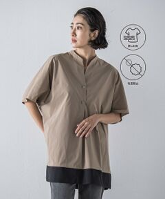 la.f...(大きいサイズ) / ラ・エフ(おおきいサイズ) シャツ・ブラウス | 【大きいサイズ】裾配色スキッパーシャツ≪洗濯機で洗える≫