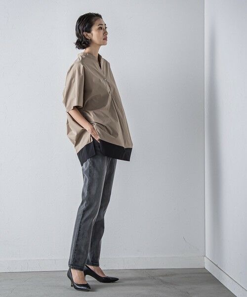 la.f...(大きいサイズ) / ラ・エフ(おおきいサイズ) シャツ・ブラウス | 【大きいサイズ】裾配色スキッパーシャツ≪洗濯機で洗える≫ | 詳細9