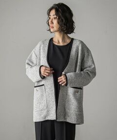 la.f...(大きいサイズ) / ラ・エフ(おおきいサイズ) カットソー | 【大きいサイズ】【biyori】”ストレスフリーな着心地”ツイードジャージカーディガン≪洗濯機で洗える≫