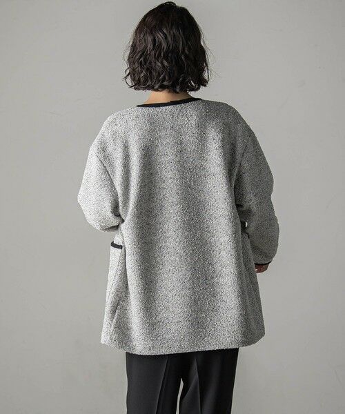 la.f...(大きいサイズ) / ラ・エフ(おおきいサイズ) カットソー | 【大きいサイズ】【biyori】”ストレスフリーな着心地”ツイードジャージカーディガン≪洗濯機で洗える≫ | 詳細3