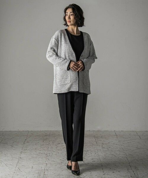 la.f...(大きいサイズ) / ラ・エフ(おおきいサイズ) カットソー | 【大きいサイズ】【biyori】”ストレスフリーな着心地”ツイードジャージカーディガン≪洗濯機で洗える≫ | 詳細4