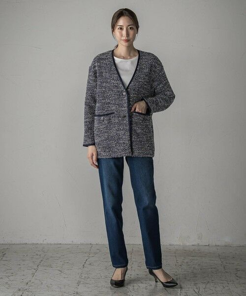 la.f...(大きいサイズ) / ラ・エフ(おおきいサイズ) カットソー | 【大きいサイズ】【biyori】”ストレスフリーな着心地”ツイードジャージカーディガン≪洗濯機で洗える≫ | 詳細12