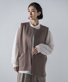 la.f...(大きいサイズ) / ラ・エフ(おおきいサイズ) ニット・セーター | 【大きいサイズ】""後姿もこなれ感""スポンディッシュニットジレ≪手洗い可能≫