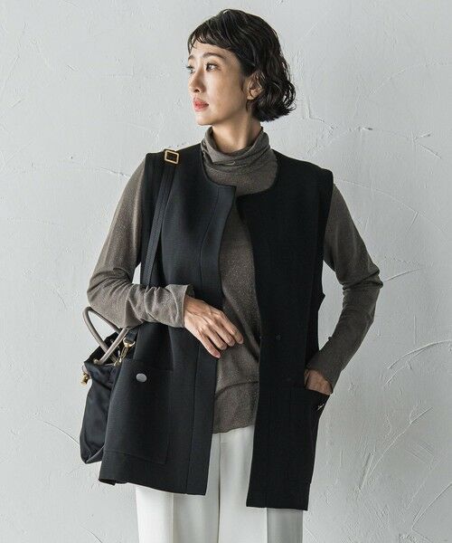 la.f...(大きいサイズ) / ラ・エフ(おおきいサイズ) ニット・セーター | 【大きいサイズ】""後姿もこなれ感""スポンディッシュニットジレ≪手洗い可能≫ | 詳細1