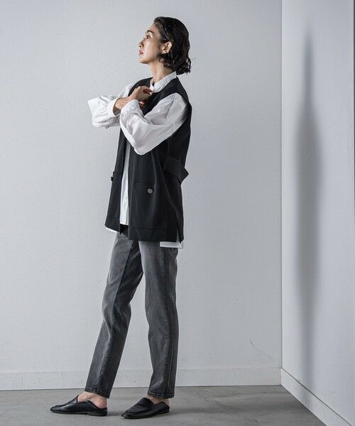 la.f...(大きいサイズ) / ラ・エフ(おおきいサイズ) ニット・セーター | 【大きいサイズ】""後姿もこなれ感""スポンディッシュニットジレ≪手洗い可能≫ | 詳細12