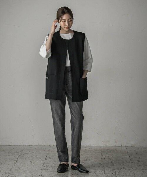 la.f...(大きいサイズ) / ラ・エフ(おおきいサイズ) ニット・セーター | 【大きいサイズ】""後姿もこなれ感""スポンディッシュニットジレ≪手洗い可能≫ | 詳細14