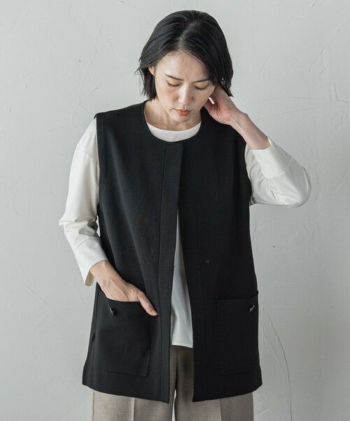 la.f...(大きいサイズ) / ラ・エフ(おおきいサイズ) ニット・セーター | 【大きいサイズ】""後姿もこなれ感""スポンディッシュニットジレ≪手洗い可能≫ | 詳細16