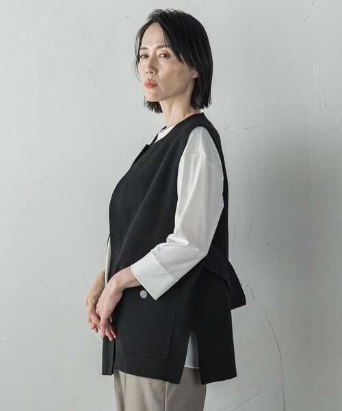 la.f...(大きいサイズ) / ラ・エフ(おおきいサイズ) ニット・セーター | 【大きいサイズ】""後姿もこなれ感""スポンディッシュニットジレ≪手洗い可能≫ | 詳細17