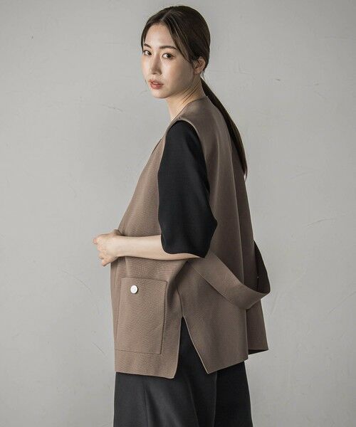 la.f...(大きいサイズ) / ラ・エフ(おおきいサイズ) ニット・セーター | 【大きいサイズ】""後姿もこなれ感""スポンディッシュニットジレ≪手洗い可能≫ | 詳細23