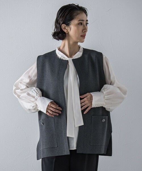 la.f...(大きいサイズ) / ラ・エフ(おおきいサイズ) ニット・セーター | 【大きいサイズ】""後姿もこなれ感""スポンディッシュニットジレ≪手洗い可能≫ | 詳細26