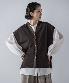 la.f...(大きいサイズ) / ラ・エフ(おおきいサイズ) ニット・セーター | 【大きいサイズ】”一枚でもレイヤードにも”ラメニットジレ≪手洗い可能≫