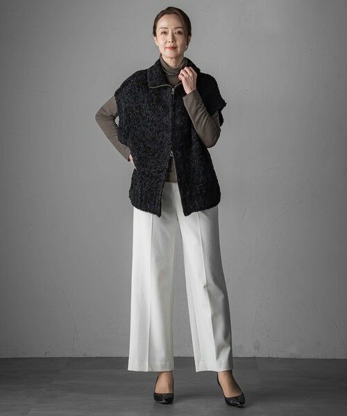 la.f...(大きいサイズ) / ラ・エフ(おおきいサイズ) ニット・セーター | 【大きいサイズ】カーリングヤーンジップジレ≪手洗い可能≫ | 詳細4