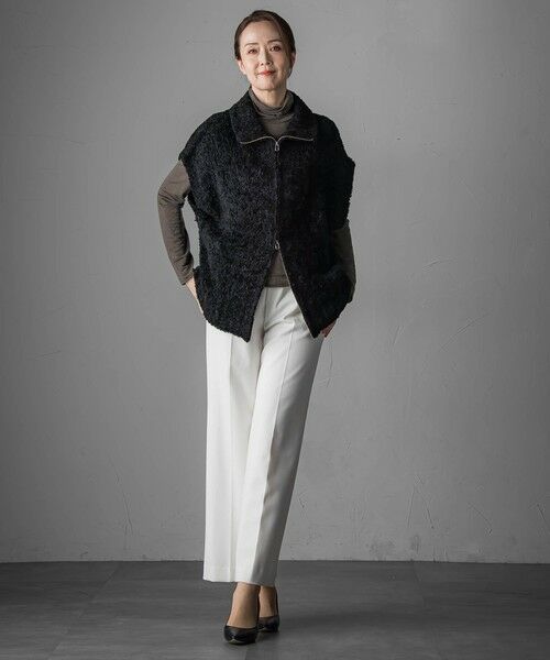 la.f...(大きいサイズ) / ラ・エフ(おおきいサイズ) ニット・セーター | 【大きいサイズ】カーリングヤーンジップジレ≪手洗い可能≫ | 詳細5