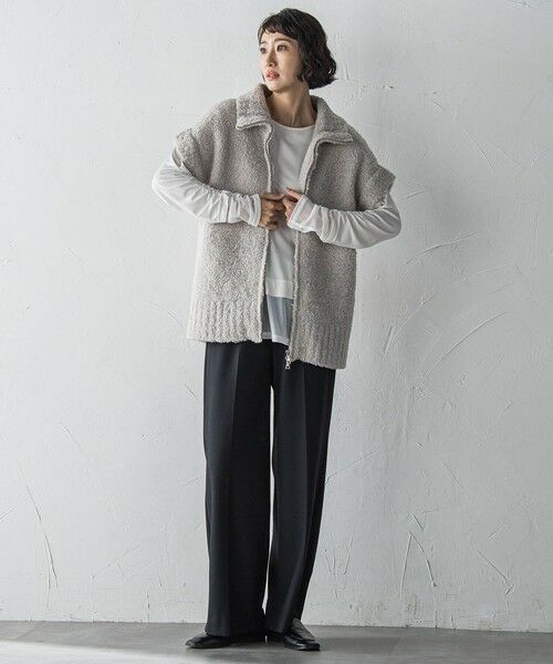 la.f...(大きいサイズ) / ラ・エフ(おおきいサイズ) ニット・セーター | 【大きいサイズ】カーリングヤーンジップジレ≪手洗い可能≫ | 詳細14