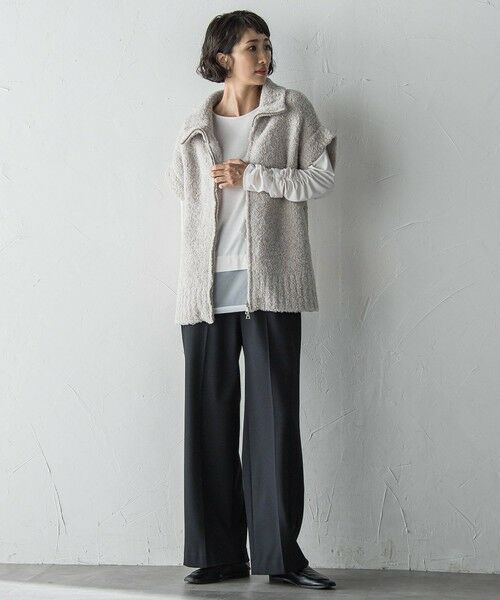 la.f...(大きいサイズ) / ラ・エフ(おおきいサイズ) ニット・セーター | 【大きいサイズ】カーリングヤーンジップジレ≪手洗い可能≫ | 詳細16