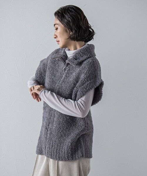 la.f...(大きいサイズ) / ラ・エフ(おおきいサイズ) ニット・セーター | 【大きいサイズ】カーリングヤーンジップジレ≪手洗い可能≫ | 詳細24