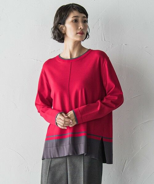 la.f...(大きいサイズ) / ラ・エフ(おおきいサイズ) ニット・セーター | 【大きいサイズ】配色ニット≪手洗い可能≫ | 詳細2