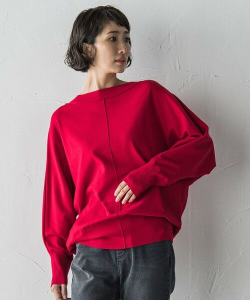 la.f...(大きいサイズ) / ラ・エフ(おおきいサイズ) ニット・セーター | 【大きいサイズ】ストレッチドルマンニット≪手洗い可能≫ | 詳細1