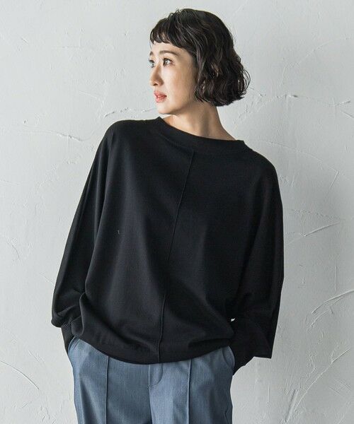 la.f.(大きいサイズ)/ラ・エフ(おおきいサイズ) 【大きいサイズ】ストレッチドルマンニット&#8810;手洗い可能&#8811; ブラック 13号