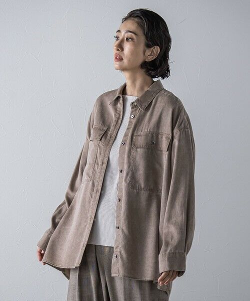 la.f...(大きいサイズ) / ラ・エフ(おおきいサイズ) シャツ・ブラウス | 【大きいサイズ】【biyori】モダールデニムシャツ≪洗濯機で洗える≫ | 詳細1