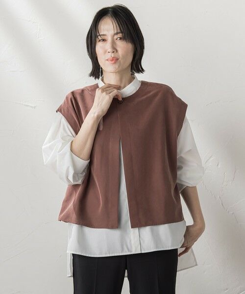 la.f...(大きいサイズ) / ラ・エフ(おおきいサイズ) シャツ・ブラウス | 【大きいサイズ】【biyori/極】""こなれ袖がポイント""バンドカラーシャツ | 詳細21