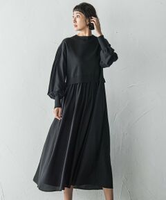 la.f...(大きいサイズ) / ラ・エフ(おおきいサイズ) ロング・マキシ丈ワンピース | 【大きいサイズ】【biyori】デニムドッキングニットワンピース≪手洗い可能≫