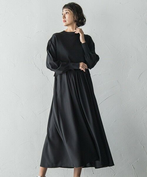 la.f...(大きいサイズ) / ラ・エフ(おおきいサイズ) ロング・マキシ丈ワンピース | 【大きいサイズ】【biyori】デニムドッキングニットワンピース≪手洗い可能≫ | 詳細3