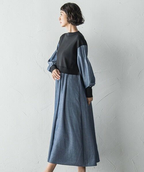 la.f...(大きいサイズ) / ラ・エフ(おおきいサイズ) ロング・マキシ丈ワンピース | 【大きいサイズ】【biyori】デニムドッキングニットワンピース≪手洗い可能≫ | 詳細10