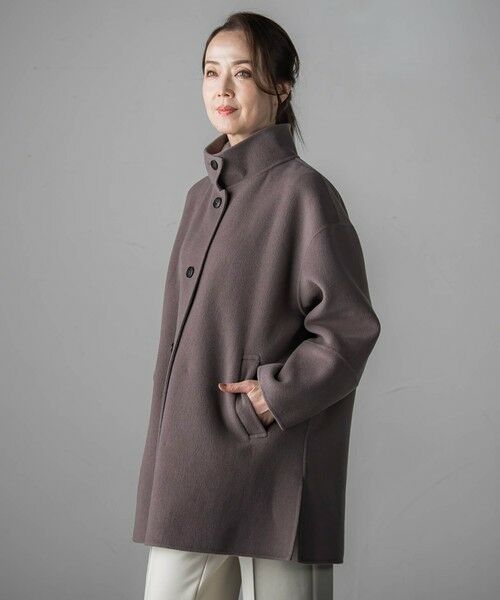 la.f...(大きいサイズ) / ラ・エフ(おおきいサイズ) ダッフルコート | 【大きいサイズ】<極>”軽さと贅沢なぬくもり”スタンドカラーリバーコート | 詳細1