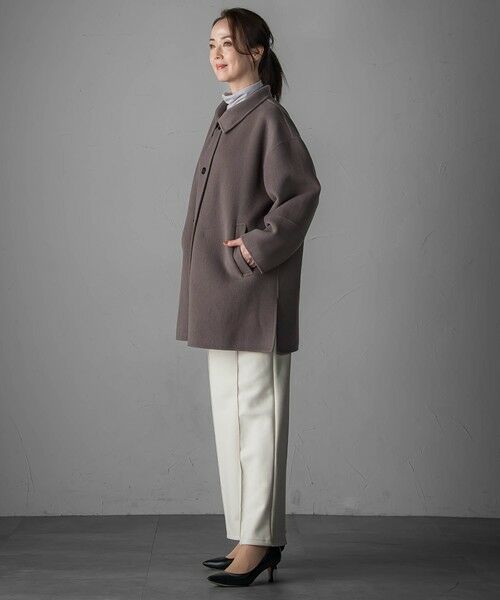 la.f...(大きいサイズ) / ラ・エフ(おおきいサイズ) ダッフルコート | 【大きいサイズ】<極>”軽さと贅沢なぬくもり”スタンドカラーリバーコート | 詳細10