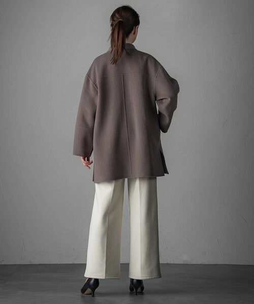 la.f...(大きいサイズ) / ラ・エフ(おおきいサイズ) ダッフルコート | 【大きいサイズ】<極>”軽さと贅沢なぬくもり”スタンドカラーリバーコート | 詳細11