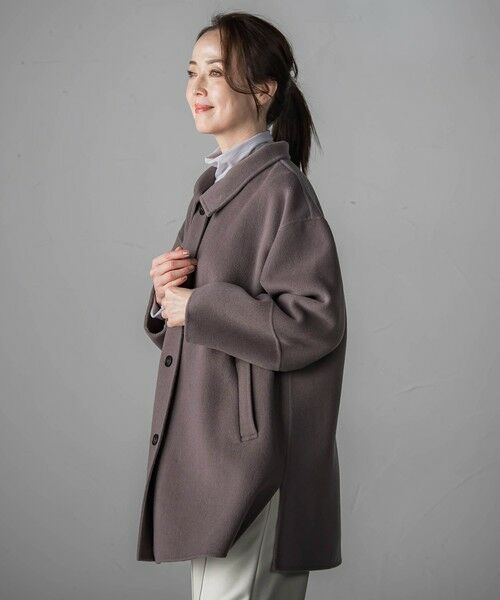 la.f...(大きいサイズ) / ラ・エフ(おおきいサイズ) ダッフルコート | 【大きいサイズ】<極>”軽さと贅沢なぬくもり”スタンドカラーリバーコート | 詳細6