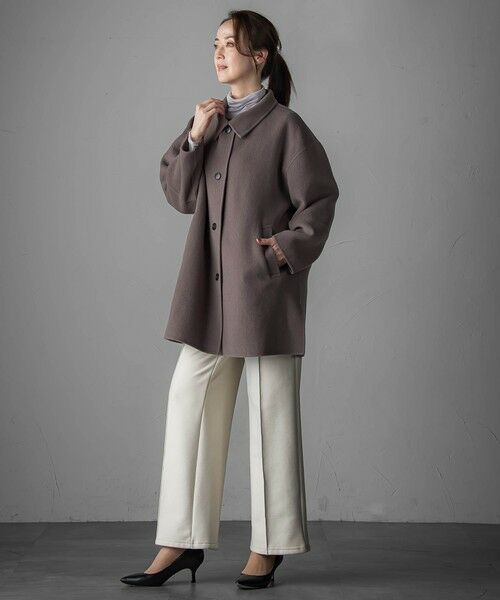 la.f...(大きいサイズ) / ラ・エフ(おおきいサイズ) ダッフルコート | 【大きいサイズ】<極>”軽さと贅沢なぬくもり”スタンドカラーリバーコート | 詳細8