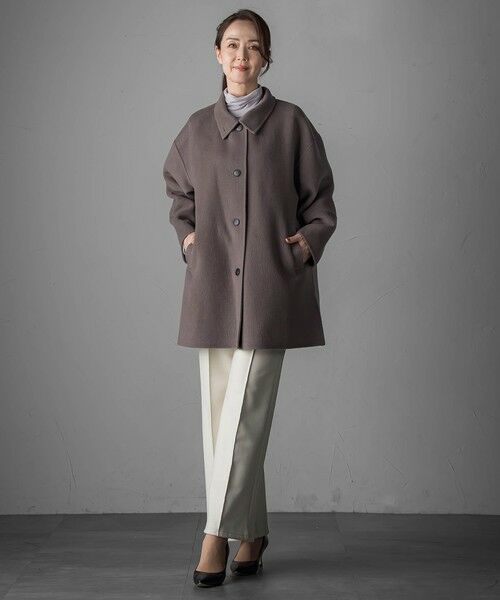 la.f...(大きいサイズ) / ラ・エフ(おおきいサイズ) ダッフルコート | 【大きいサイズ】<極>”軽さと贅沢なぬくもり”スタンドカラーリバーコート | 詳細9