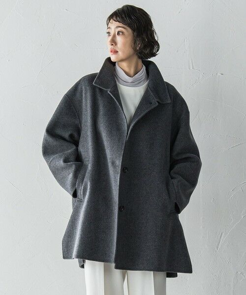 la.f...(大きいサイズ) / ラ・エフ(おおきいサイズ) ダッフルコート | 【大きいサイズ】<極>”軽さと贅沢なぬくもり”スタンドカラーリバーコート | 詳細15