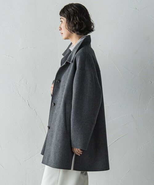 la.f...(大きいサイズ) / ラ・エフ(おおきいサイズ) ダッフルコート | 【大きいサイズ】<極>”軽さと贅沢なぬくもり”スタンドカラーリバーコート | 詳細16