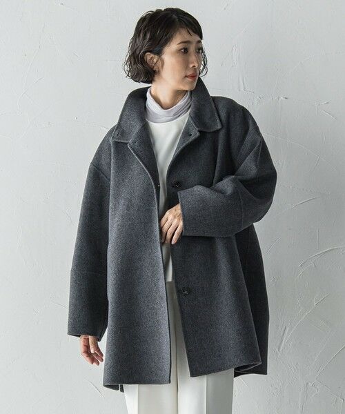 la.f...(大きいサイズ) / ラ・エフ(おおきいサイズ) ダッフルコート | 【大きいサイズ】<極>”軽さと贅沢なぬくもり”スタンドカラーリバーコート | 詳細18