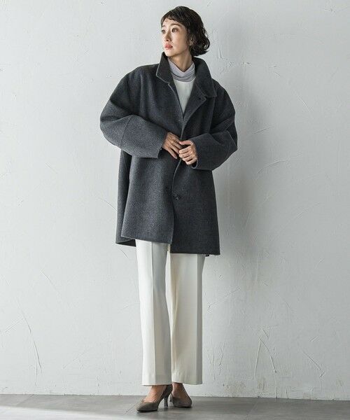 la.f...(大きいサイズ) / ラ・エフ(おおきいサイズ) ダッフルコート | 【大きいサイズ】<極>”軽さと贅沢なぬくもり”スタンドカラーリバーコート | 詳細19